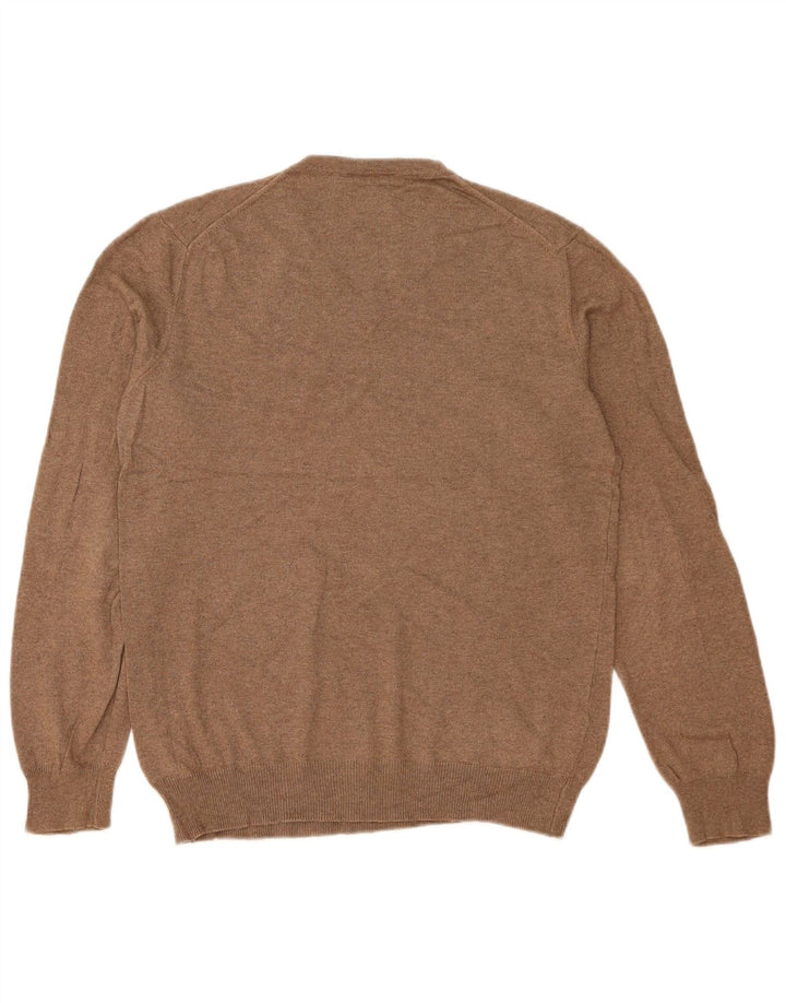 John Lewis Pull col V pour homme Petit coton beige