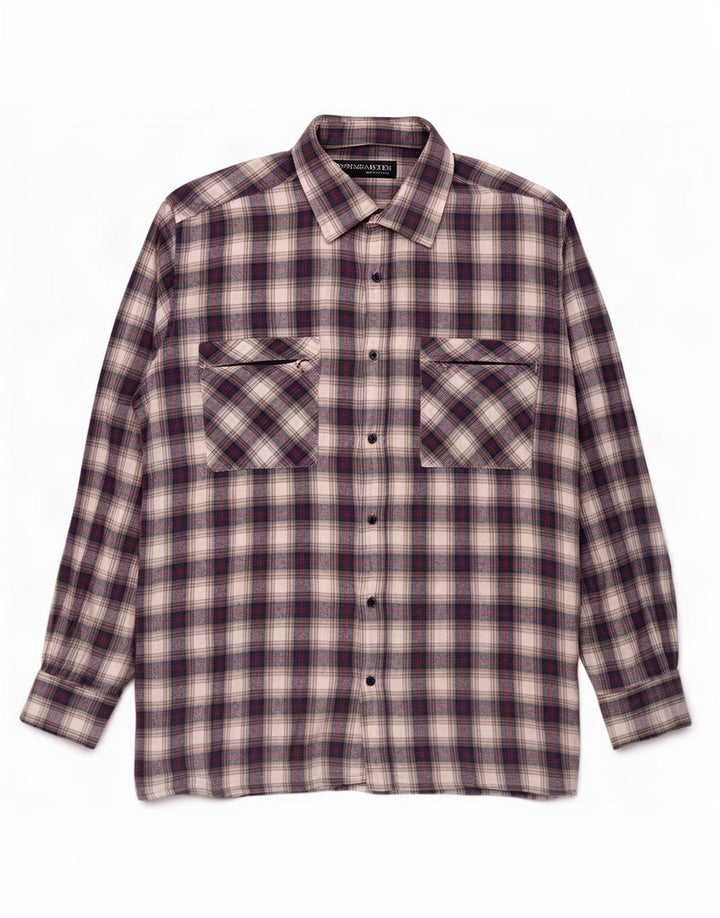 Rosengarten Chemise Flanelle Homme Bleu Moyen Carreaux Coton