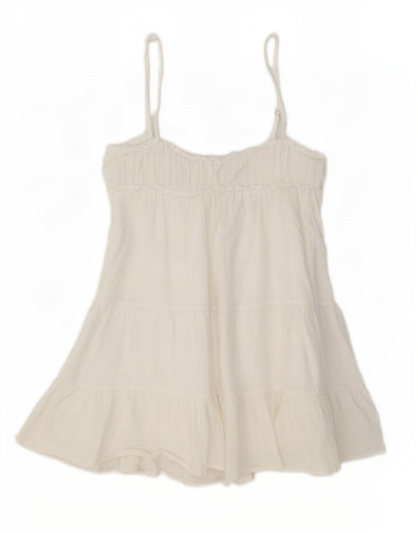 Zara Robe d'été pour femme UK 12 en coton blanc moyen