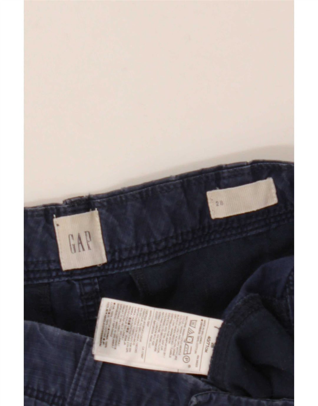 Short Cargo Homme Gap W28 Coton Rayé Bleu Marine Moyen