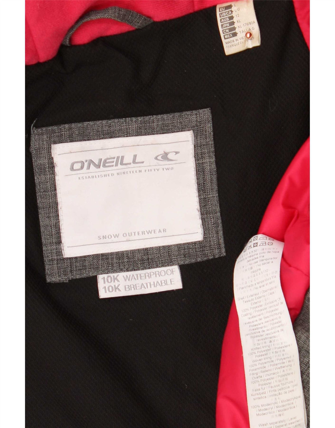 O'Neill Veste Parka à capuche pour homme UK 40 Large Gris Polyester