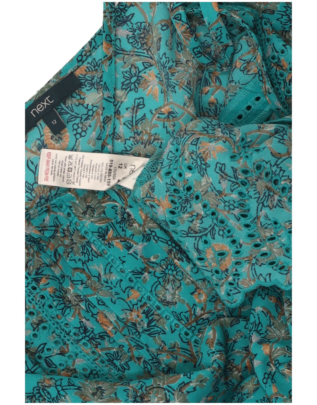 NEXT Robe trapèze à manches 3/4 pour femme UK 42 Bleu moyen en polyester floral
