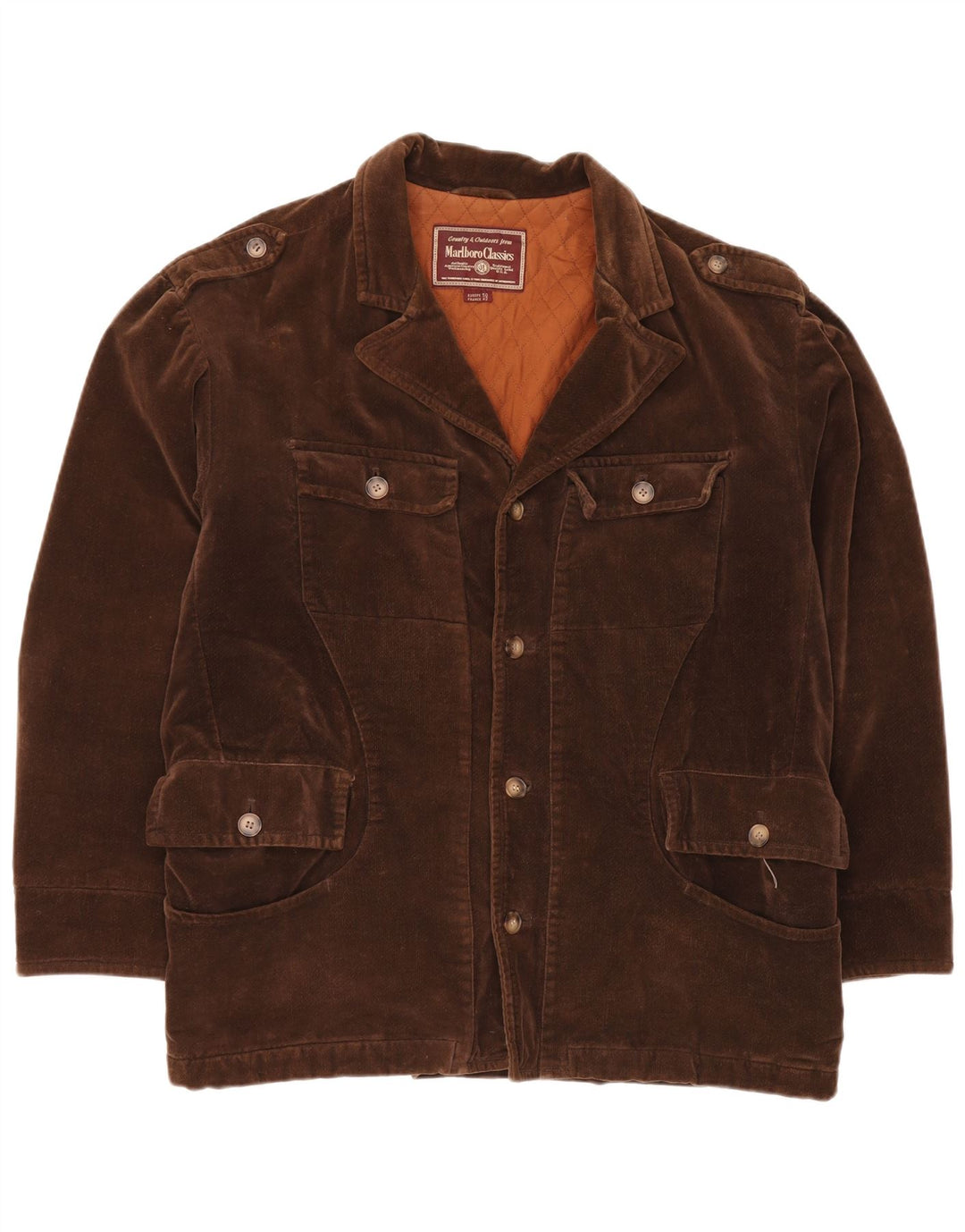 MARLBORO CLASSICS Veste militaire en velours côtelé pour homme EU 50 Grand coton marron