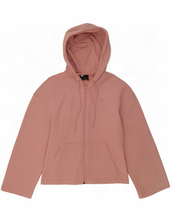 Nike Pull à capuche zippé surdimensionné pour femme UK 10 Petit coton rose