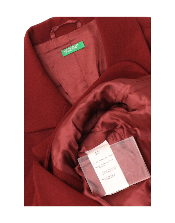 Benetton Veste Blazer 3 Boutons Femme IT 42 Polyester Bordeaux Moyen