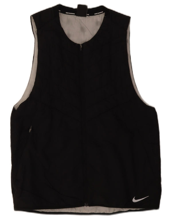 Nike Gilet de course pour homme UK 38 Medium Noir Nylon