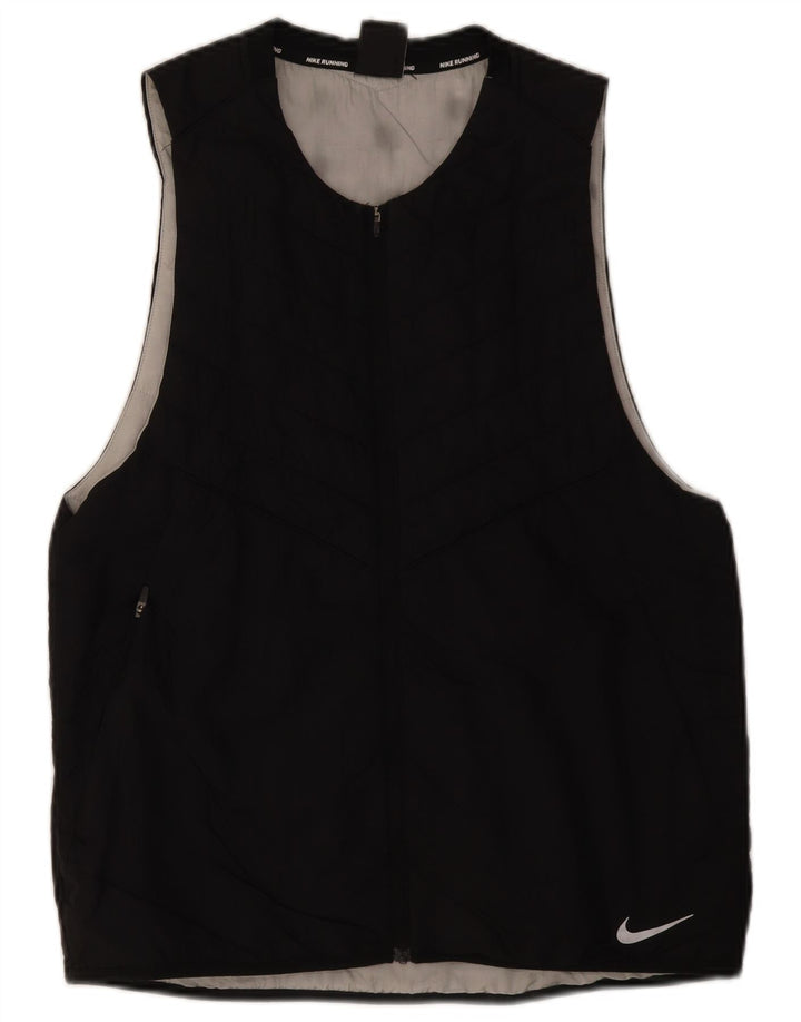 Nike Gilet de course pour homme UK 38 Medium Noir Nylon