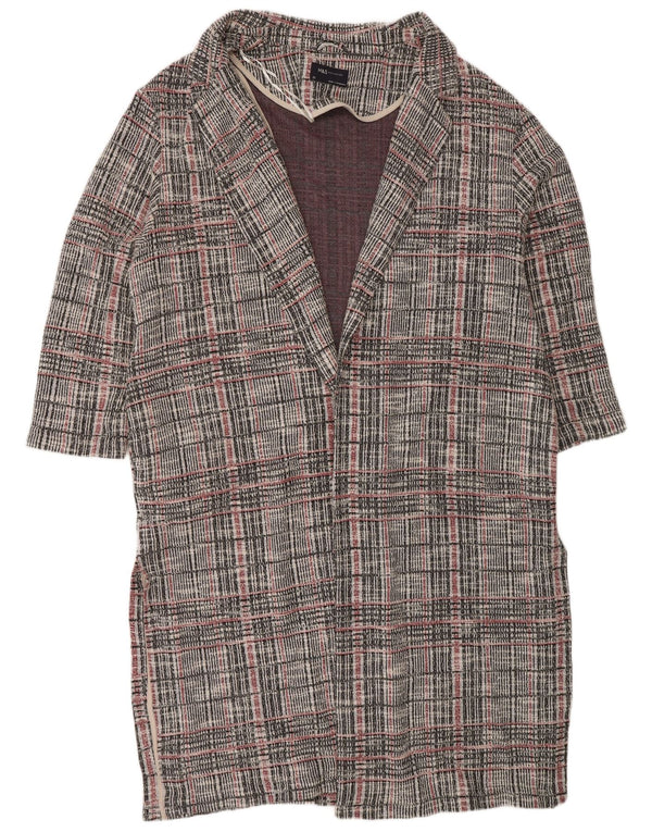 Marks & Spencer Pull cardigan long pour femme UK 22 3XL Gris à carreaux