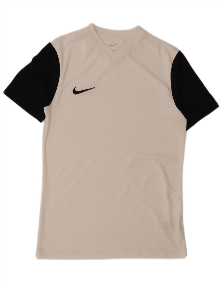 Nike Hommes Dri Fit Slim T-Shirt Top Blanc Colorblock Polyester
