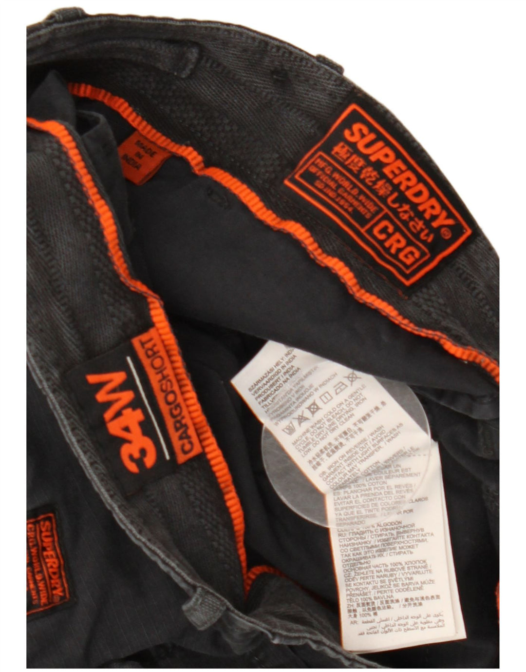 Superdry Short Cargo W34 Large Noir Coton Homme