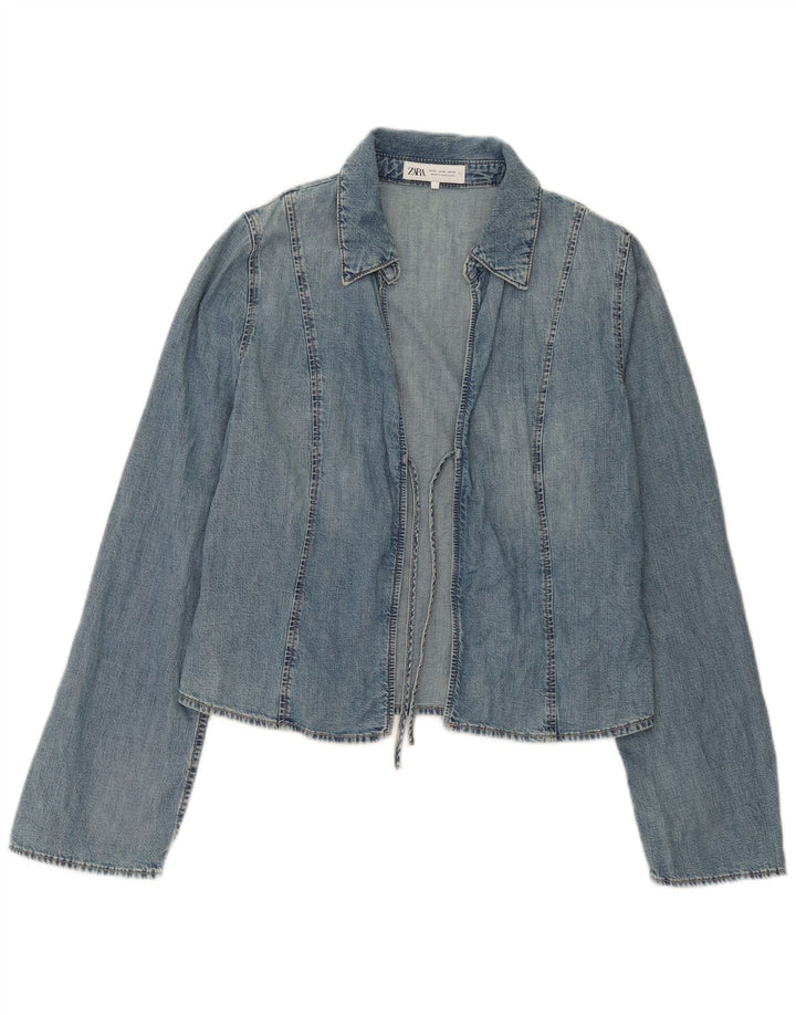 Zara Femme Wrap Denim Veste UK 18 XL Bleu Coton