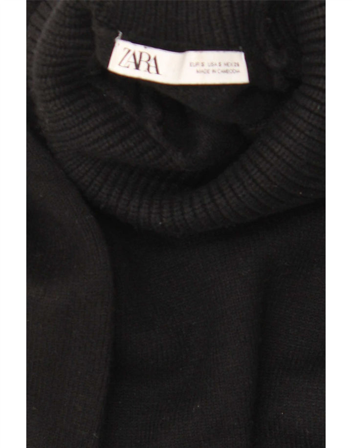 Zara Pull long surdimensionné à col roulé pour femme UK 10 Petit Noir