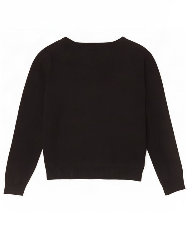 Zara Femme Cardigan Pull UK 12 Moyen Noir Coton