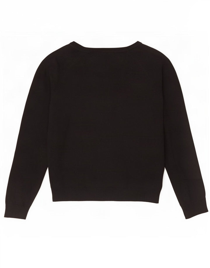 Zara Femme Cardigan Pull UK 12 Moyen Noir Coton