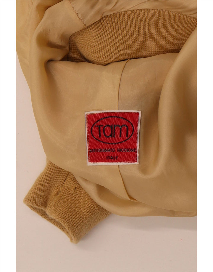 vintage Mens Suede Bomber Jacket UK 38 Beige Moyen
