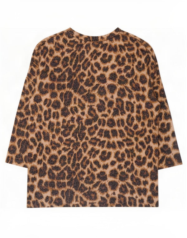 Zara Femme Trafaluc Top Manches 3/4 UK 14 Marron Moyen Imprimé Animal