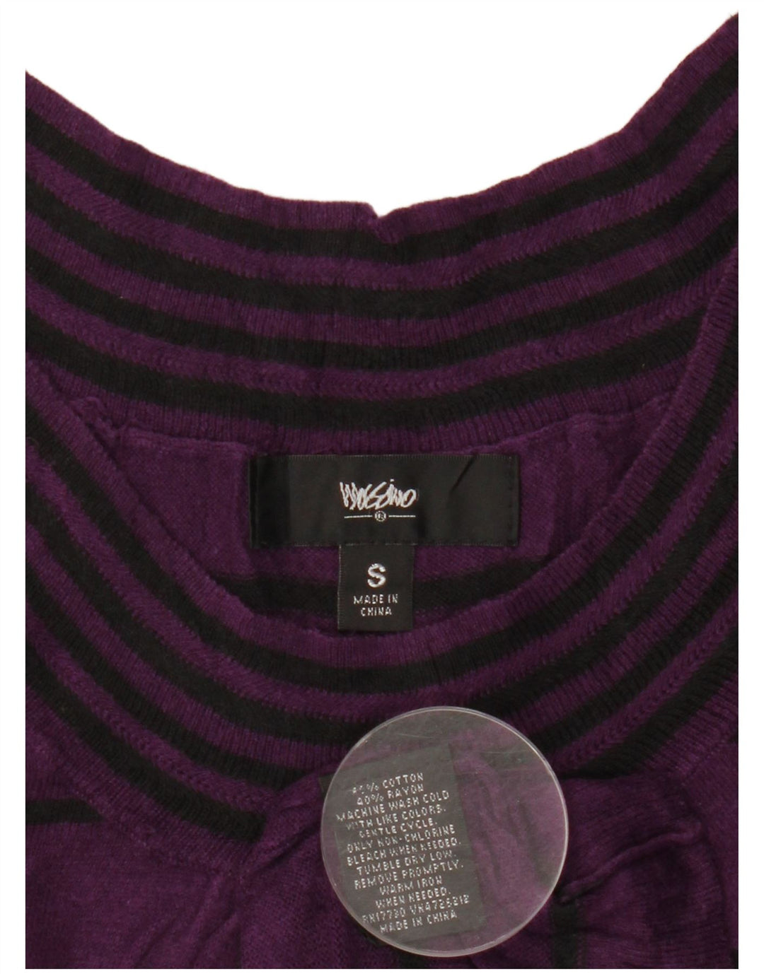 MOSSIMO Chemisier Femme Top UK 8 Small Violet Rayé Coton