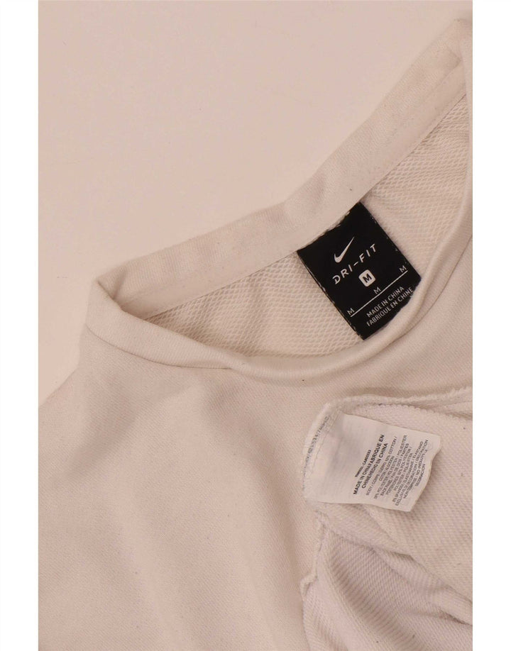 Nike T-shirt surdimensionné Dri Fit pour femme UK 14 en coton blanc moyen