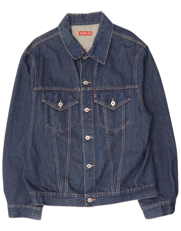 Replay Veste en Jean Homme UK 44 2XL Bleu Marine Coton