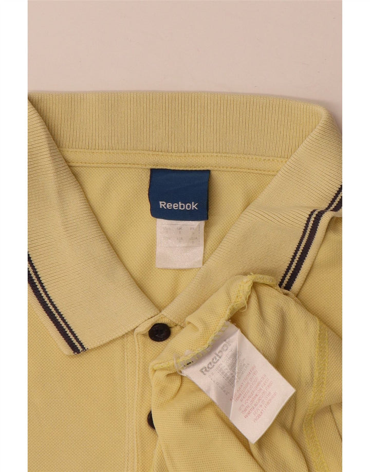 Reebok Polo Homme Small Jaune Rayé Coton