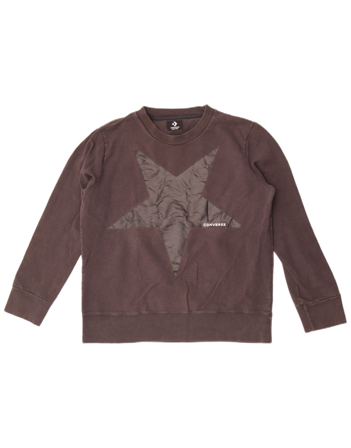 Converse Sweat-shirt graphique pour femme UK 16 Large Gris Coton