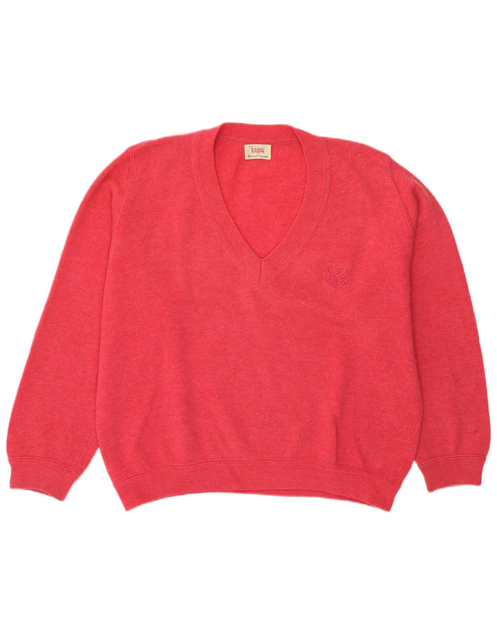 Sisley Pull surdimensionné à col en V pour femme UK 14 Rose moyen