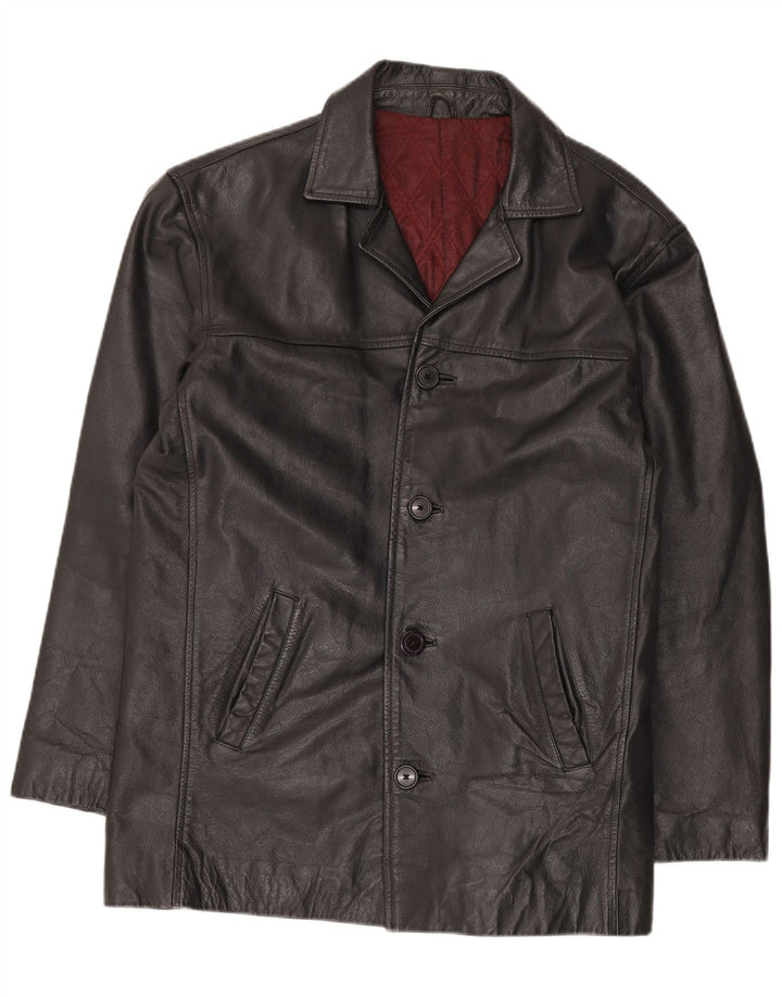 St. Bernard Veste en cuir pour homme UK 40 Grand cuir noir
