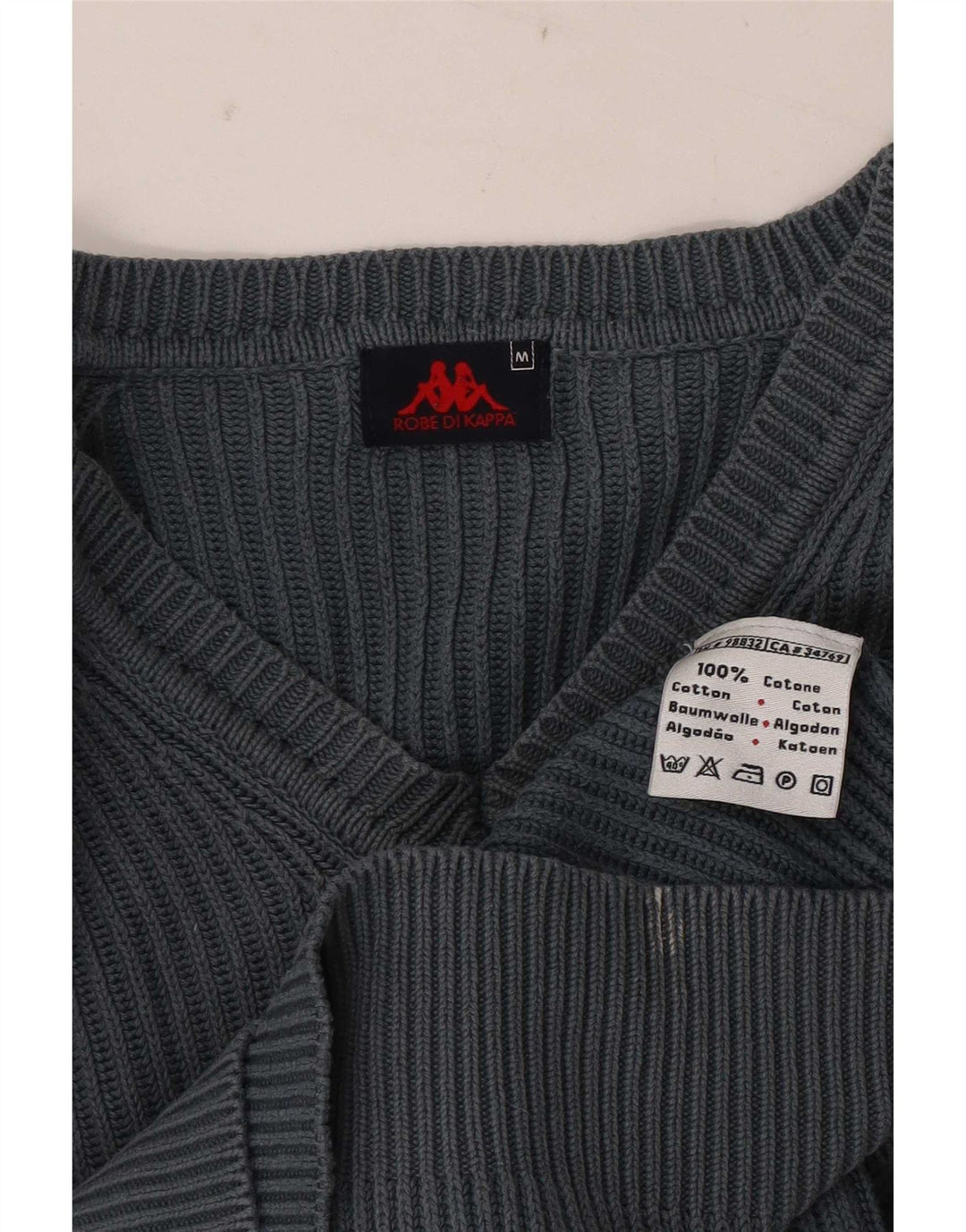 Kappa Pull Col V Homme Gris Moyen Coton