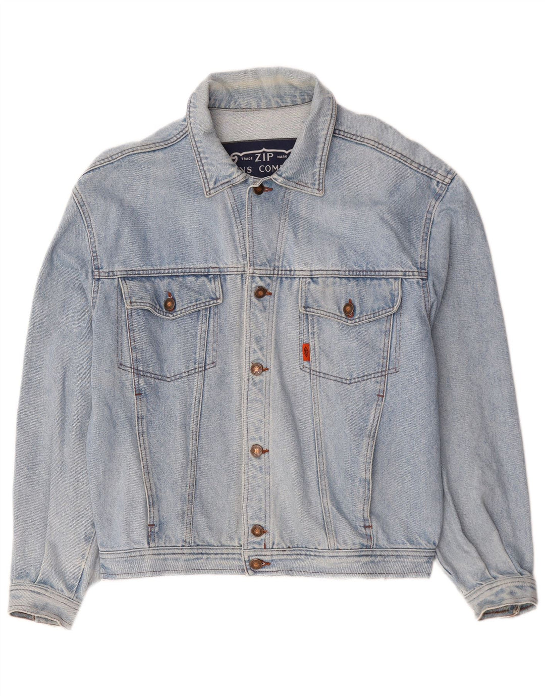 Veste en jean zippée pour homme UK 40 Large Bleu