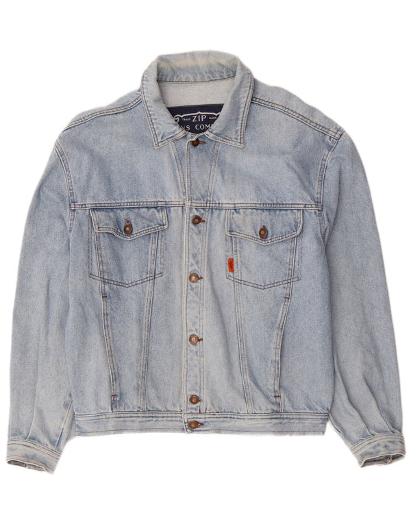 Veste en jean zippée pour homme UK 40 Large Bleu