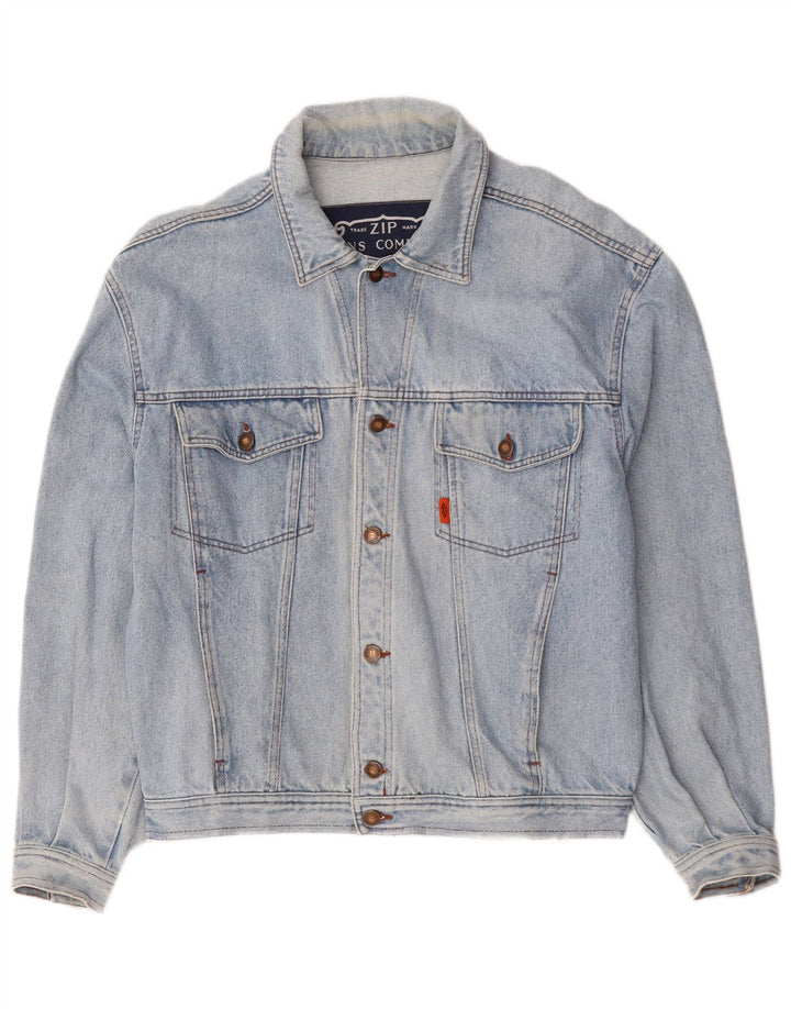 Veste en jean zippée pour homme UK 40 Large Bleu