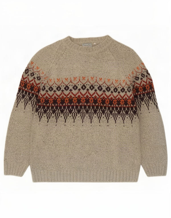 Tailor & Son Pull col bateau pour femme UK 16 Large Gris Fair Isle