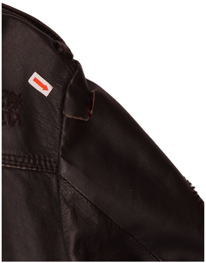 Superdry Veste en cuir militaire pour homme UK 40 Grand cuir marron