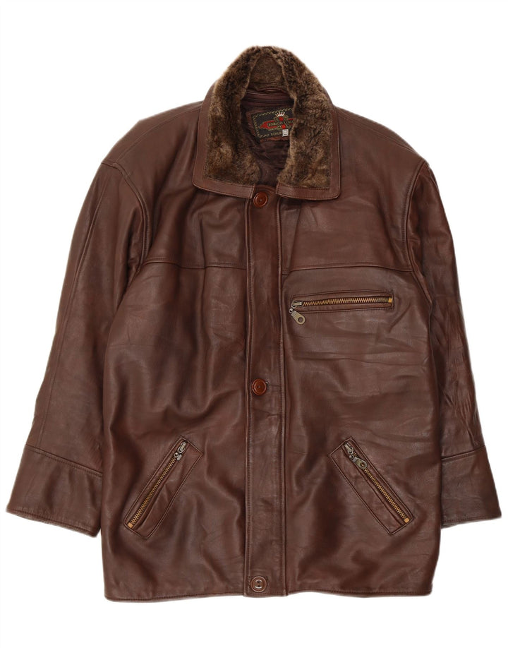 Veste en cuir homme vintage UK 44 2XL Cuir marron