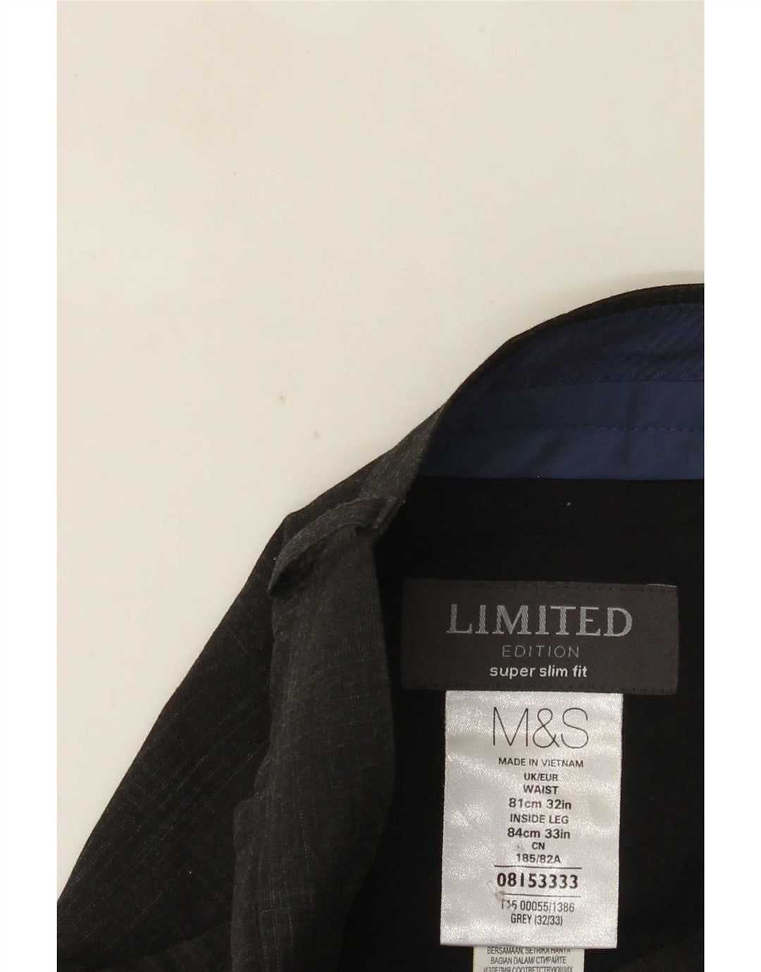 Marks & Spencer Pantalon de costume super slim pour homme W32 L33 Gris à carreaux