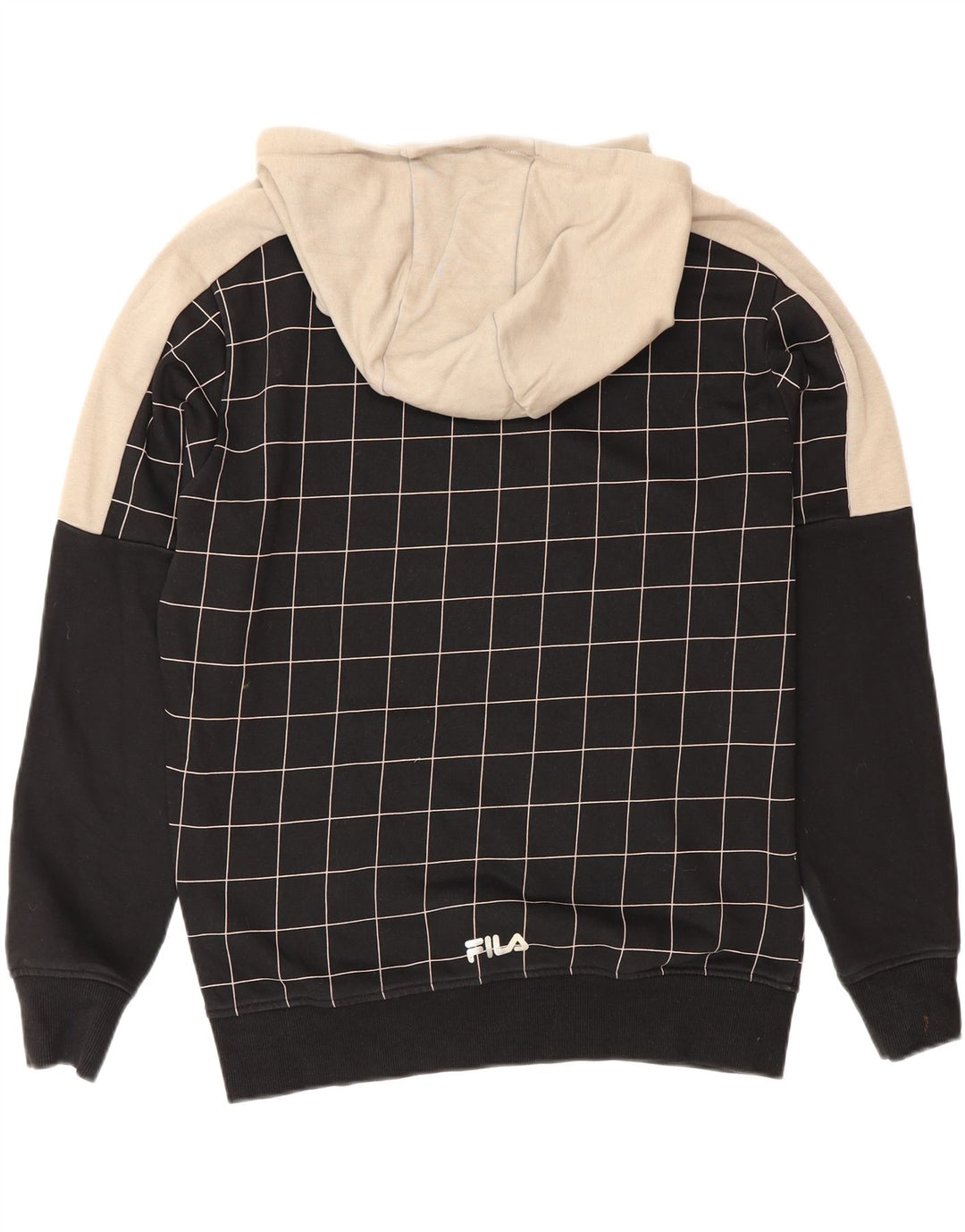 Fila Pull à capuche graphique pour homme en coton à petits carreaux noirs