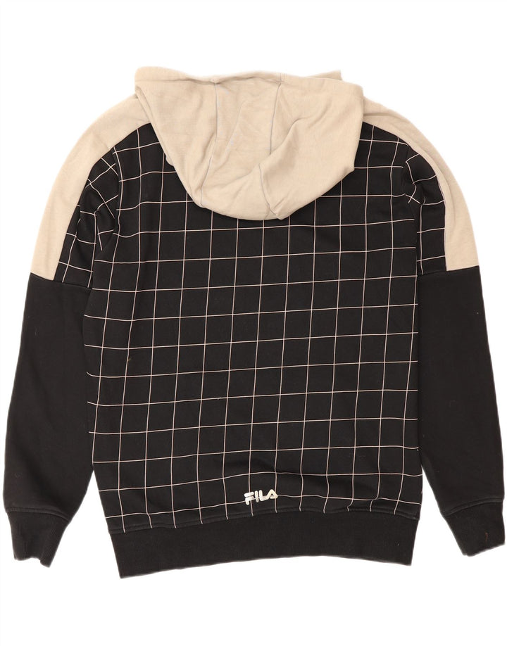 Fila Pull à capuche graphique pour homme en coton à petits carreaux noirs