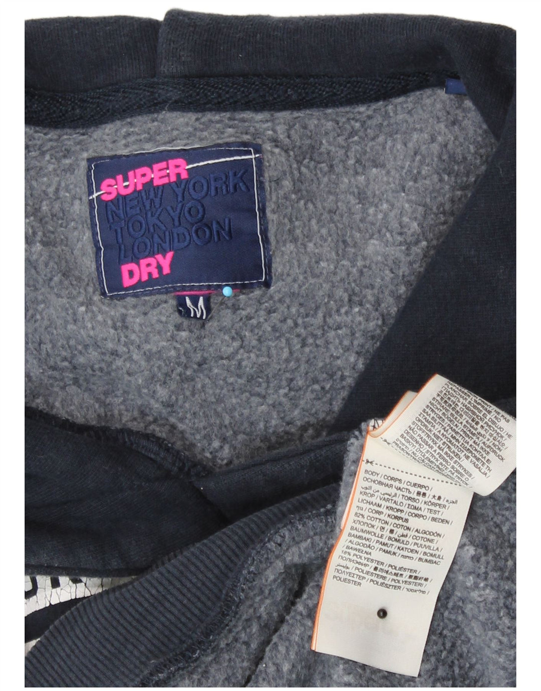 Superdry Pull à capuche surdimensionné graphique pour femme UK 14 Bleu marine moyen