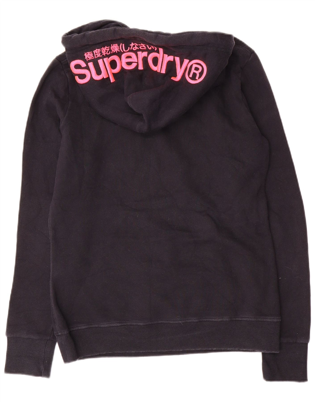 SUPERDRY Pull à capuche graphique pour femme UK 12 Bleu marine moyen Coton