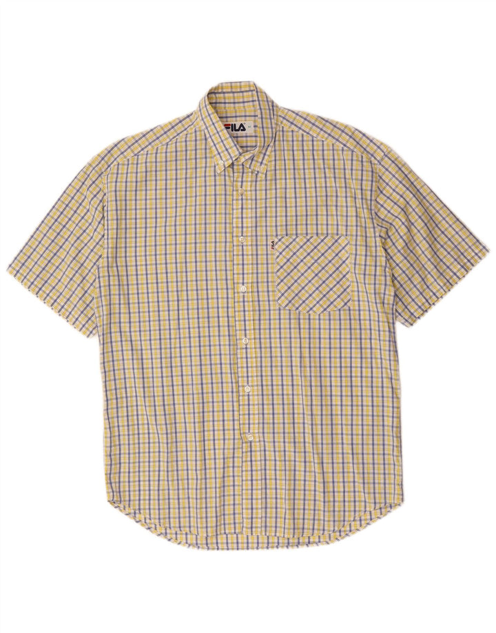 Fila Chemise à Manches Courtes Homme Jaune Moyen Check Cotton