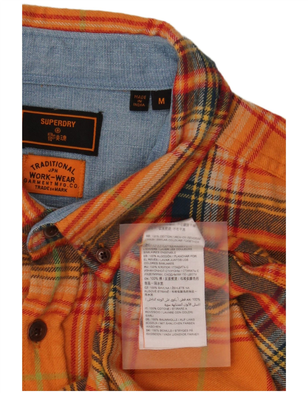 Superdry Chemise En Flanelle Homme Orange Moyen À Carreaux En Coton
