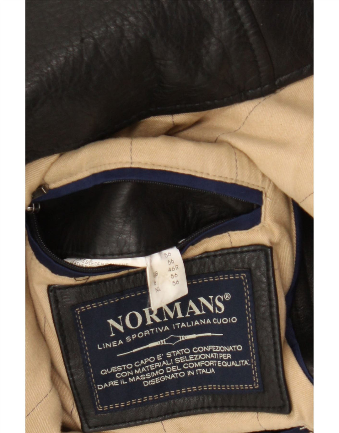 VINTAGE Veste en cuir homme UK 46 3XL Cuir noir