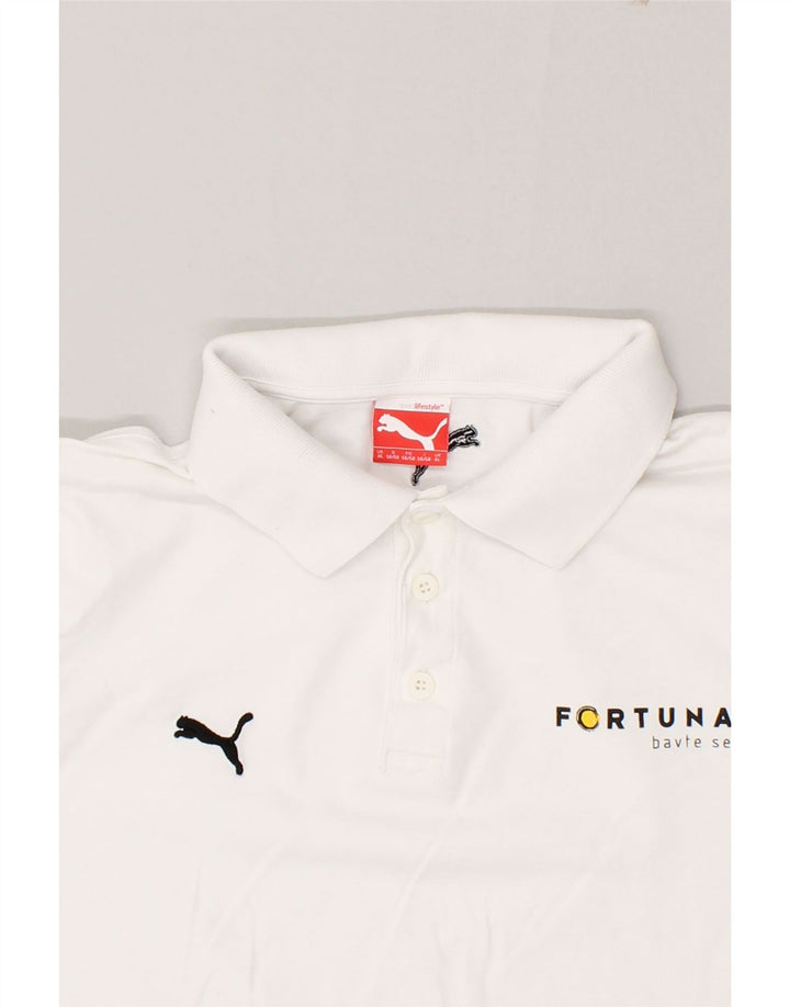 PUMA Mens Slim Graphic Polo Shirt XL White Vintage Puma and Second-Hand Puma from Messina Hembry 