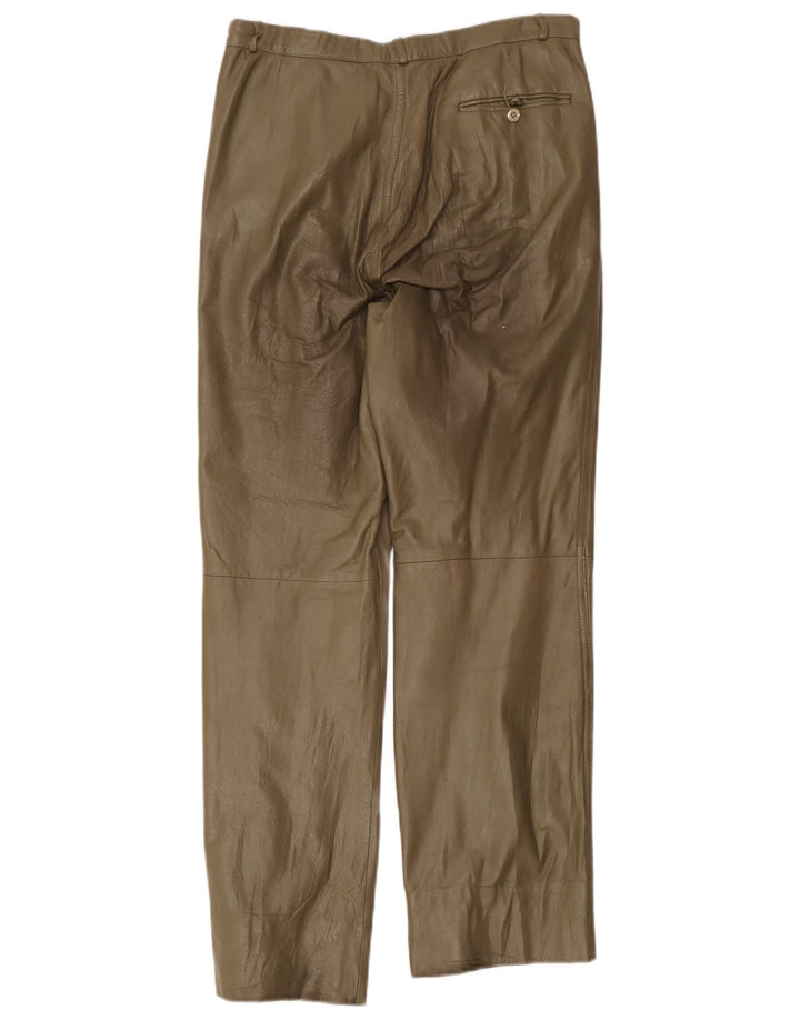 Sperry Pantalon Droit En Cuir Femme W32 L29 Kaki