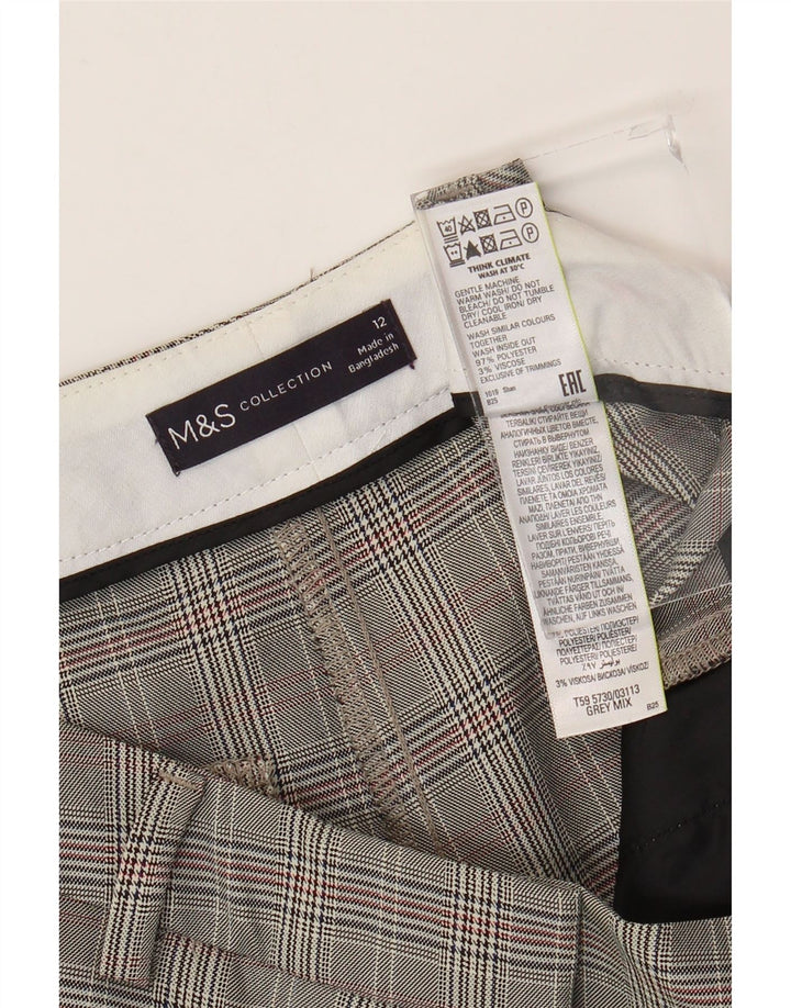 Marks & Spencer Pantalon Chino Femme UK 12 Moyen W32 L33 Gris Pied-de-Poule
