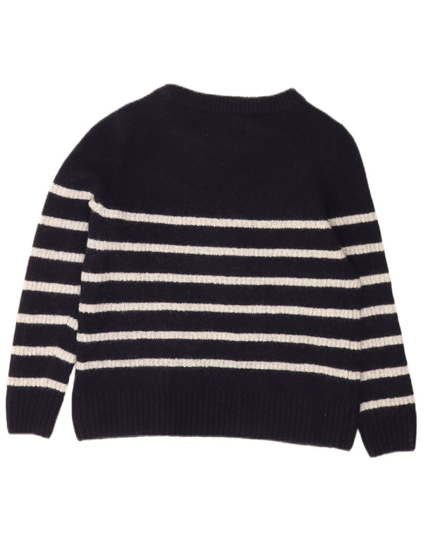 Barbour Pull col bateau pour femme UK 14 Laine rayée bleu marine moyen