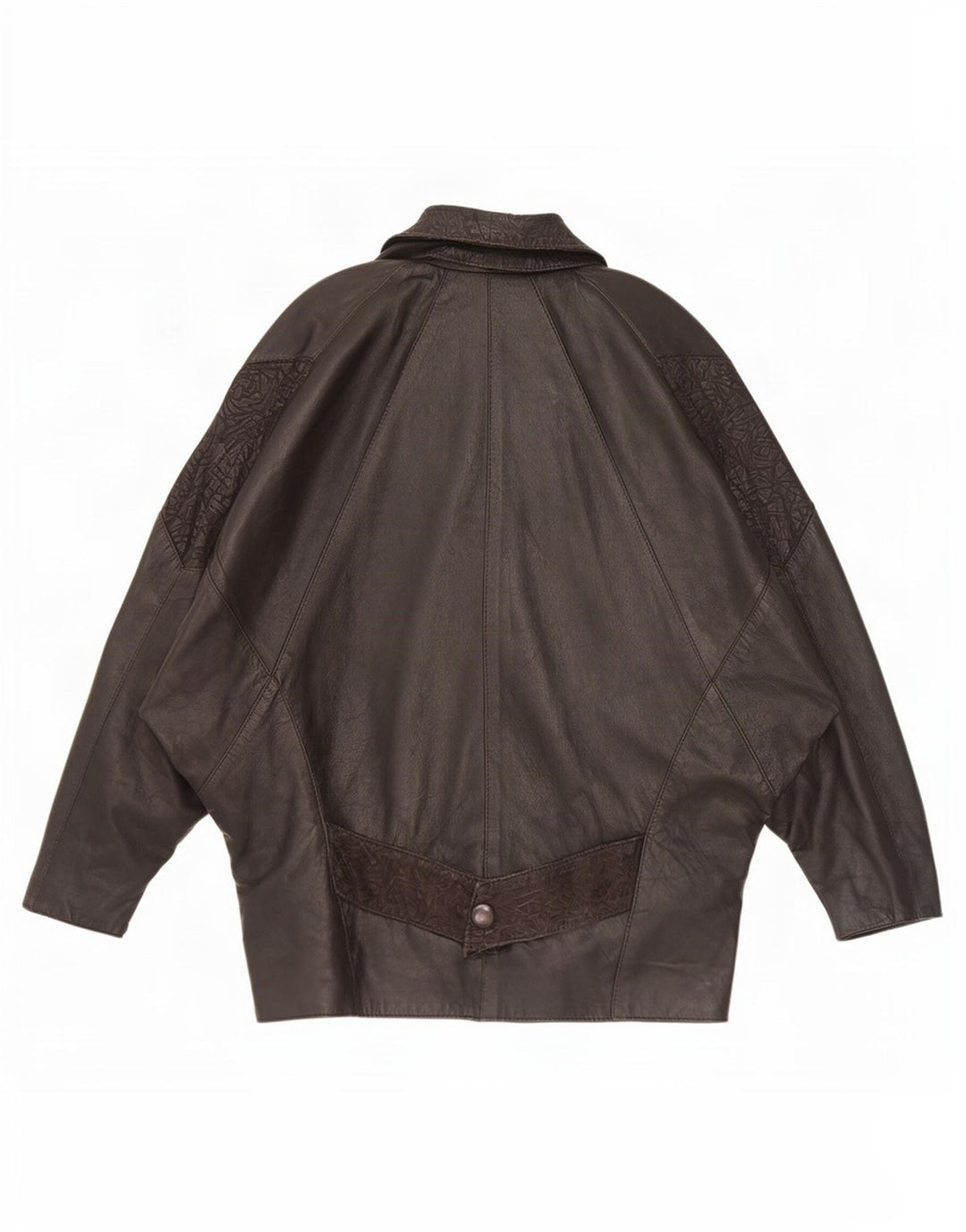 veste en cuir surdimensionnée femme vintage UK 10 Petit Noir