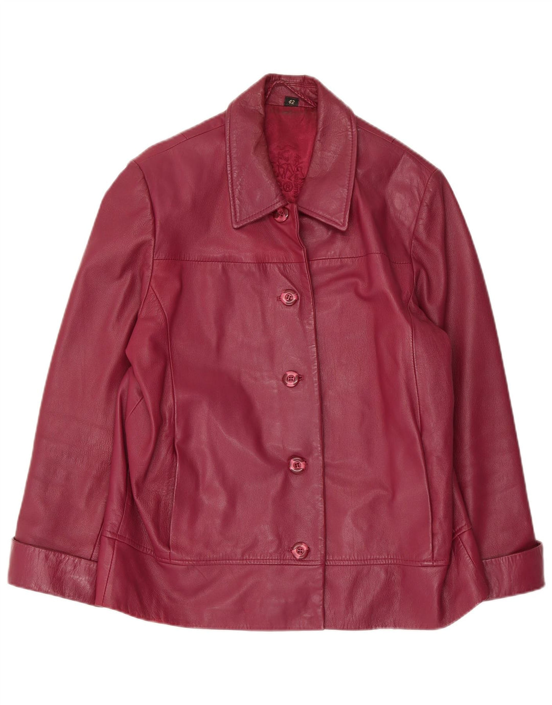 veste en cuir femme vintage IT 42 Cuir Bordeaux Moyen