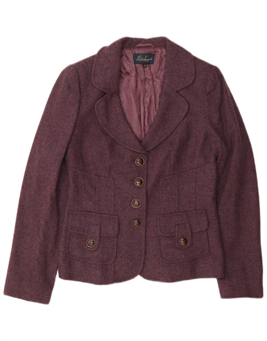 Luisa Spagnoli Veste Blazer 4 Boutons Femme IT 44 Laine Bordeaux Moyen