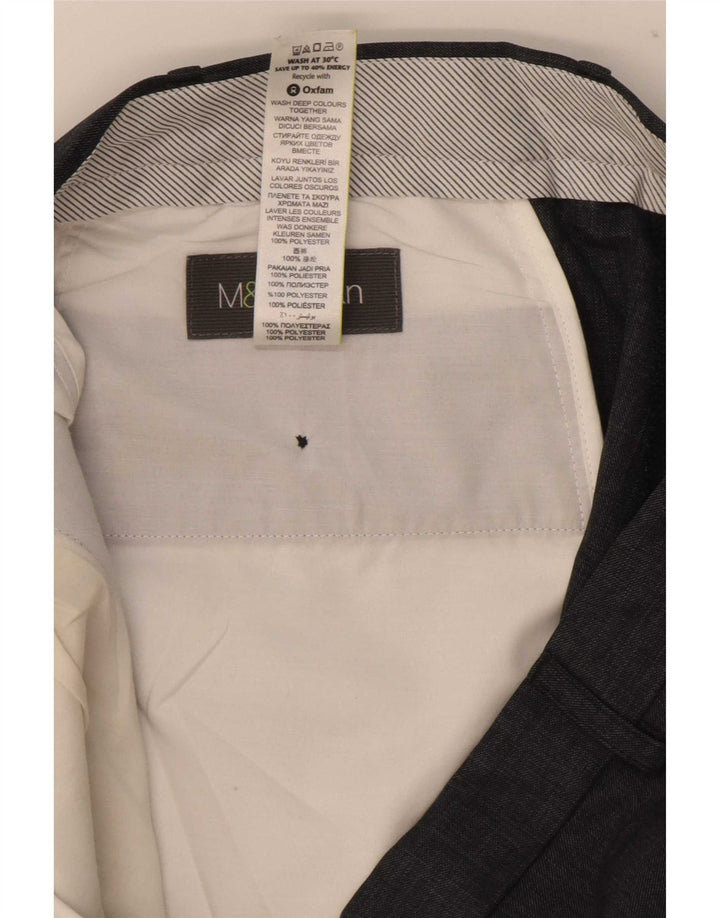 Marks & Spencer Pantalon de Costume Droit Homme W38 L31 Bleu Polyester